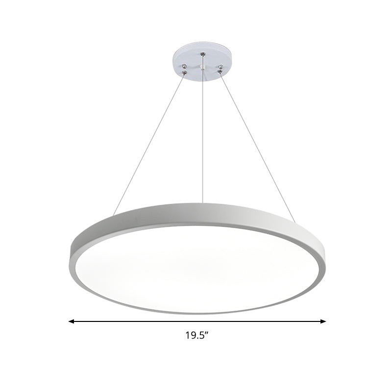 16"/19.5" Wide Plate Hanging Lamp Modern Metal Led White Ceiling Pendant Light for Office in White Light/Remote Control Stepless Dimming/Third Gear Clearhalo 'Ceiling Lights' 'Modern Pendants' 'Modern' 'Pendant Lights' 'Pendants' Lighting' 174798