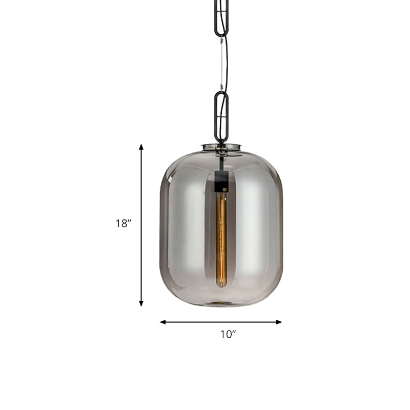 Modernist 1 Light Hanging Light Fixture with Glass Shade Amber/Smoke Gray Oval Pendant Lighting for Bedroom, 10"/14" W Clearhalo 'Ceiling Lights' 'Glass shade' 'Glass' 'Modern Pendants' 'Modern' 'Pendant Lights' 'Pendants' Lighting' 174820