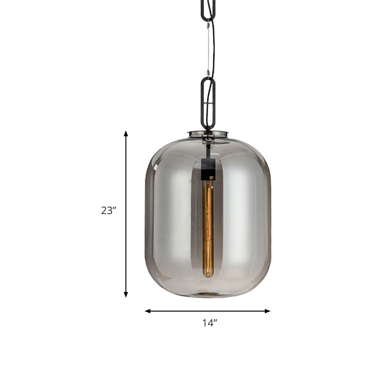 Modernist 1 Light Hanging Light Fixture with Glass Shade Amber/Smoke Gray Oval Pendant Lighting for Bedroom, 10"/14" W Clearhalo 'Ceiling Lights' 'Glass shade' 'Glass' 'Modern Pendants' 'Modern' 'Pendant Lights' 'Pendants' Lighting' 174821