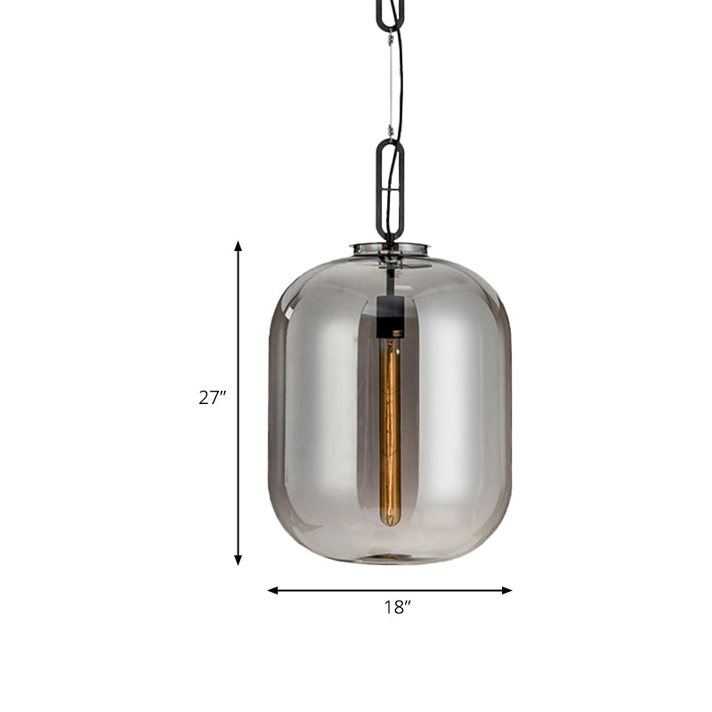 Modernist 1 Light Hanging Light Fixture with Glass Shade Amber/Smoke Gray Oval Pendant Lighting for Bedroom, 10"/14" W Clearhalo 'Ceiling Lights' 'Glass shade' 'Glass' 'Modern Pendants' 'Modern' 'Pendant Lights' 'Pendants' Lighting' 174822