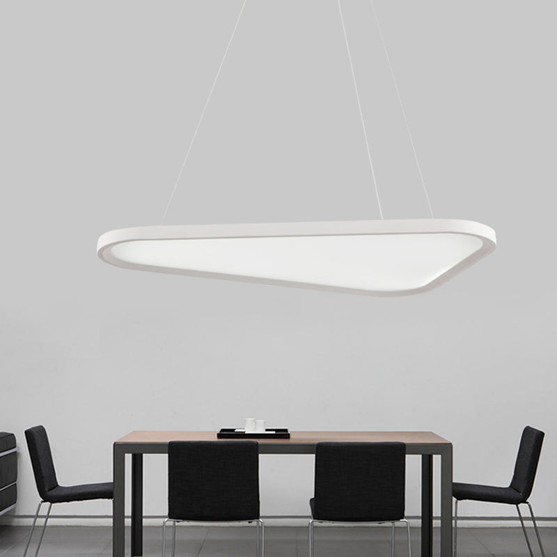 White Triangle Suspension Lamp Contemporary Led Metal Hanging Pendant Light in White/Warm/Natural Light/Remote Control Stepless Dimming Clearhalo 'Ceiling Lights' 'Modern Pendants' 'Modern' 'Pendant Lights' 'Pendants' Lighting' 174844