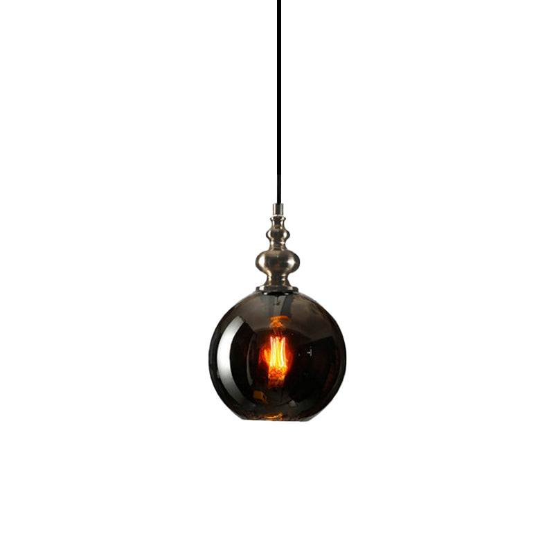 8"/10" W Global Shade Hanging Lighting Modern Stylish Clear/Smoke Gray Dimpled Glass 1 Light Living Room Pendant Lamp Clearhalo 'Ceiling Lights' 'Glass shade' 'Glass' 'Modern Pendants' 'Modern' 'Pendant Lights' 'Pendants' Lighting' 174915