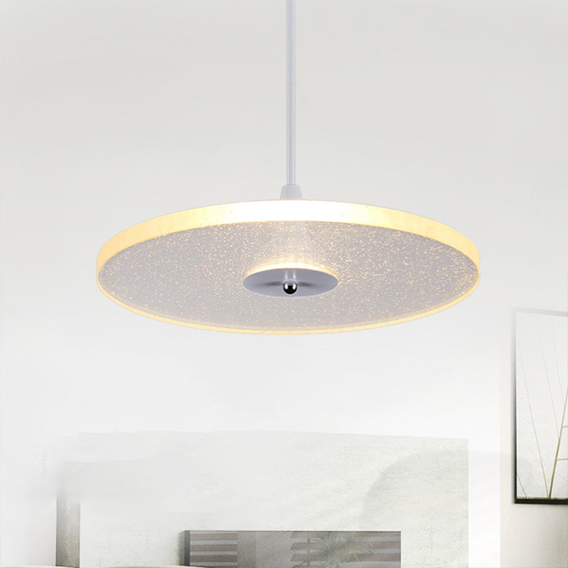 12"/16" Wide Round Pendant Lighting Modern Crystal 1 Light LED White Hanging Lamp for Living Room White Clearhalo 'Ceiling Lights' 'Modern Pendants' 'Modern' 'Pendant Lights' 'Pendants' Lighting' 174925