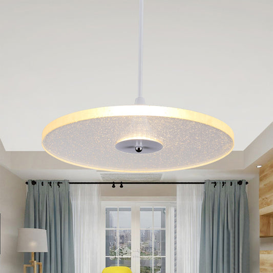 12"/16" Wide Round Pendant Lighting Modern Crystal 1 Light LED White Hanging Lamp for Living Room Clearhalo 'Ceiling Lights' 'Modern Pendants' 'Modern' 'Pendant Lights' 'Pendants' Lighting' 174926