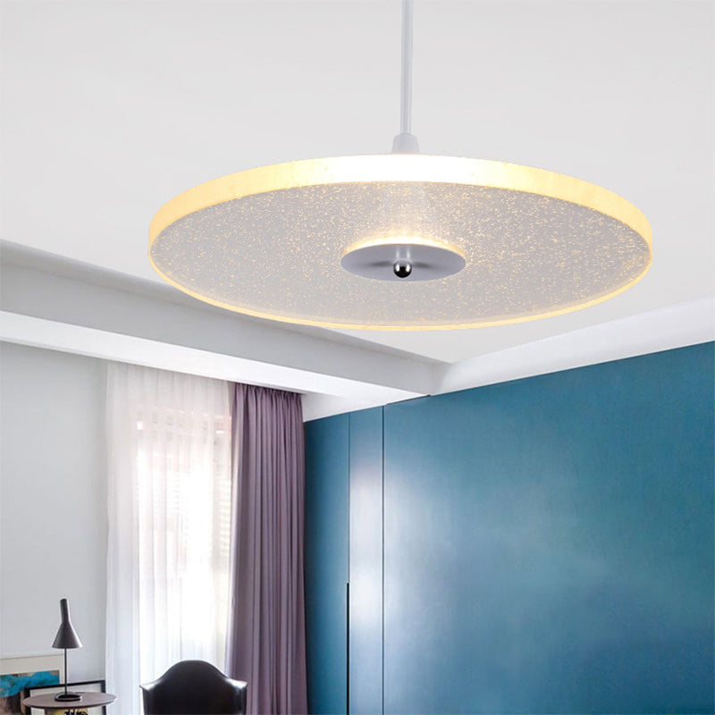 12"/16" Wide Round Pendant Lighting Modern Crystal 1 Light LED White Hanging Lamp for Living Room Clearhalo 'Ceiling Lights' 'Modern Pendants' 'Modern' 'Pendant Lights' 'Pendants' Lighting' 174927