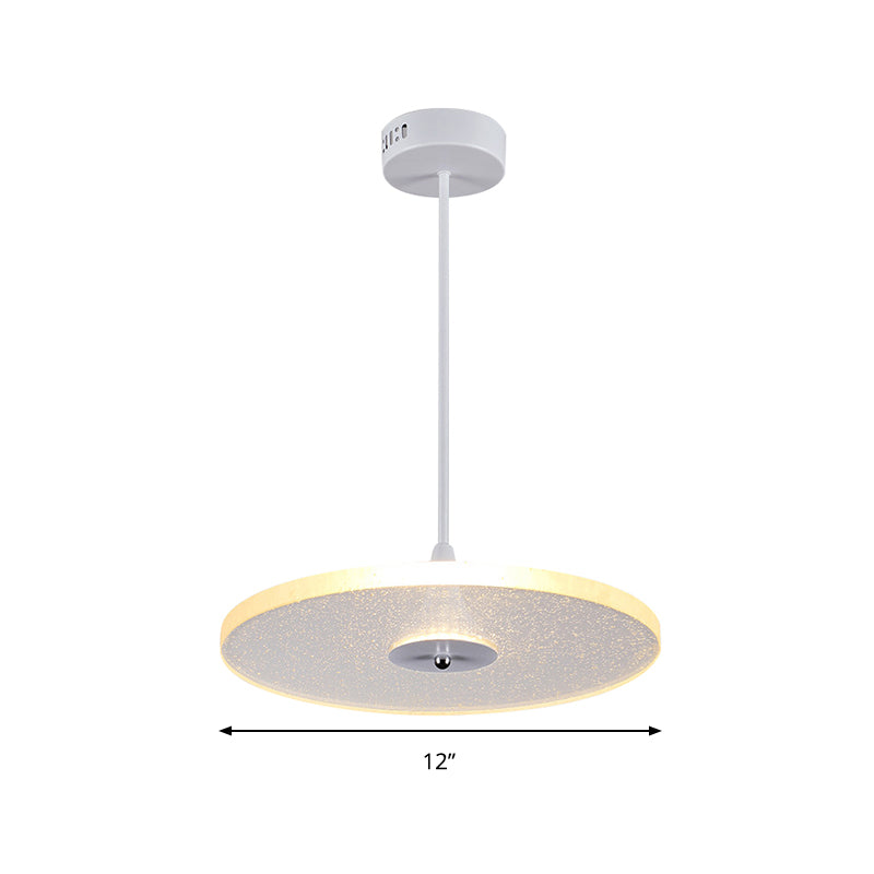 12"/16" Wide Round Pendant Lighting Modern Crystal 1 Light LED White Hanging Lamp for Living Room Clearhalo 'Ceiling Lights' 'Modern Pendants' 'Modern' 'Pendant Lights' 'Pendants' Lighting' 174929