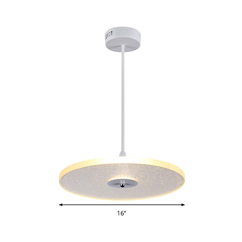 12"/16" Wide Round Pendant Lighting Modern Crystal 1 Light LED White Hanging Lamp for Living Room Clearhalo 'Ceiling Lights' 'Modern Pendants' 'Modern' 'Pendant Lights' 'Pendants' Lighting' 174930