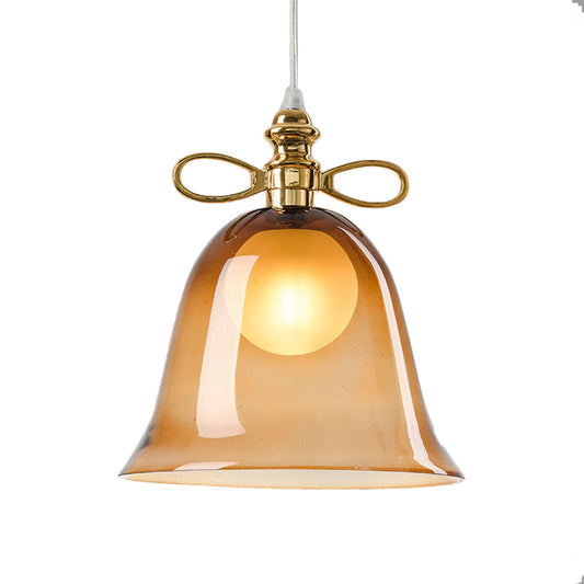 1 Light Ceiling Pendant Light with Bell Glass Shade Simplicity Brown Hanging Ceiling Light Clearhalo 'Ceiling Lights' 'Glass shade' 'Glass' 'Modern Pendants' 'Modern' 'Pendant Lights' 'Pendants' Lighting' 174967