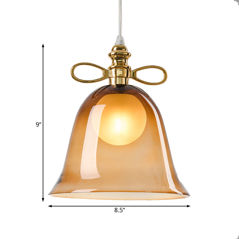 1 Light Ceiling Pendant Light with Bell Glass Shade Simplicity Brown Hanging Ceiling Light Clearhalo 'Ceiling Lights' 'Glass shade' 'Glass' 'Modern Pendants' 'Modern' 'Pendant Lights' 'Pendants' Lighting' 174968