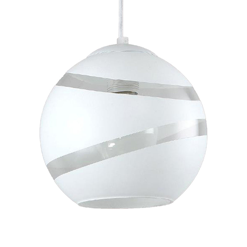 Orbit Shade Suspended Lamp Contemporary Style Black/White Handblown Glass 1 Light Dining Room Pendant Light Clearhalo 'Ceiling Lights' 'Glass shade' 'Glass' 'Modern Pendants' 'Modern' 'Pendant Lights' 'Pendants' Lighting' 174988