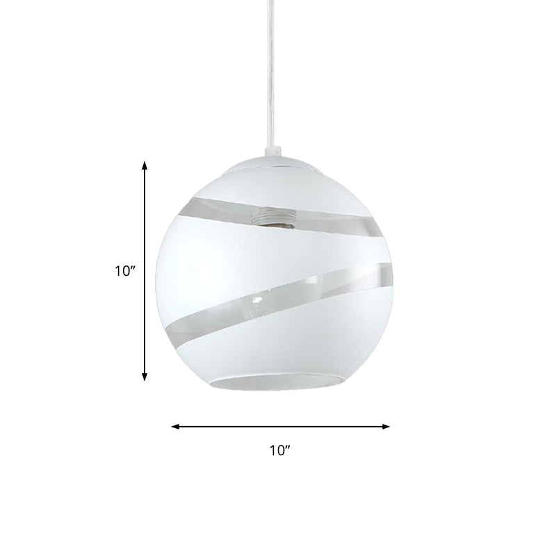 Orbit Shade Suspended Lamp Contemporary Style Black/White Handblown Glass 1 Light Dining Room Pendant Light Clearhalo 'Ceiling Lights' 'Glass shade' 'Glass' 'Modern Pendants' 'Modern' 'Pendant Lights' 'Pendants' Lighting' 174989