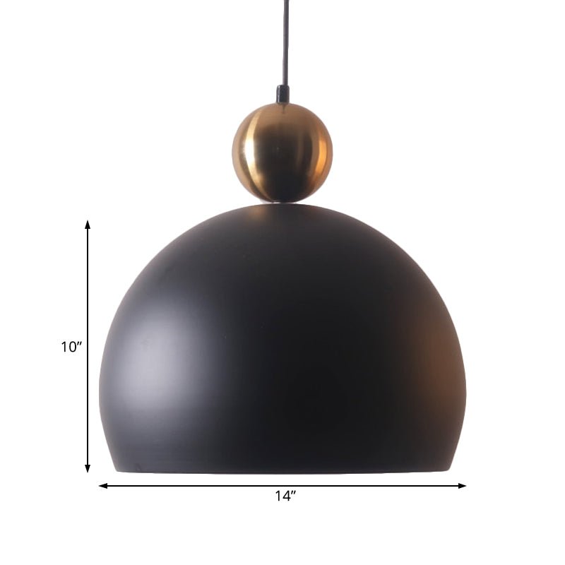 1 Head Living Room Hanging Pendant Lamp with Dome Metal Shade Modernist Style Black Suspension Light Clearhalo 'Ceiling Lights' 'Modern Pendants' 'Modern' 'Pendant Lights' 'Pendants' Lighting' 174997