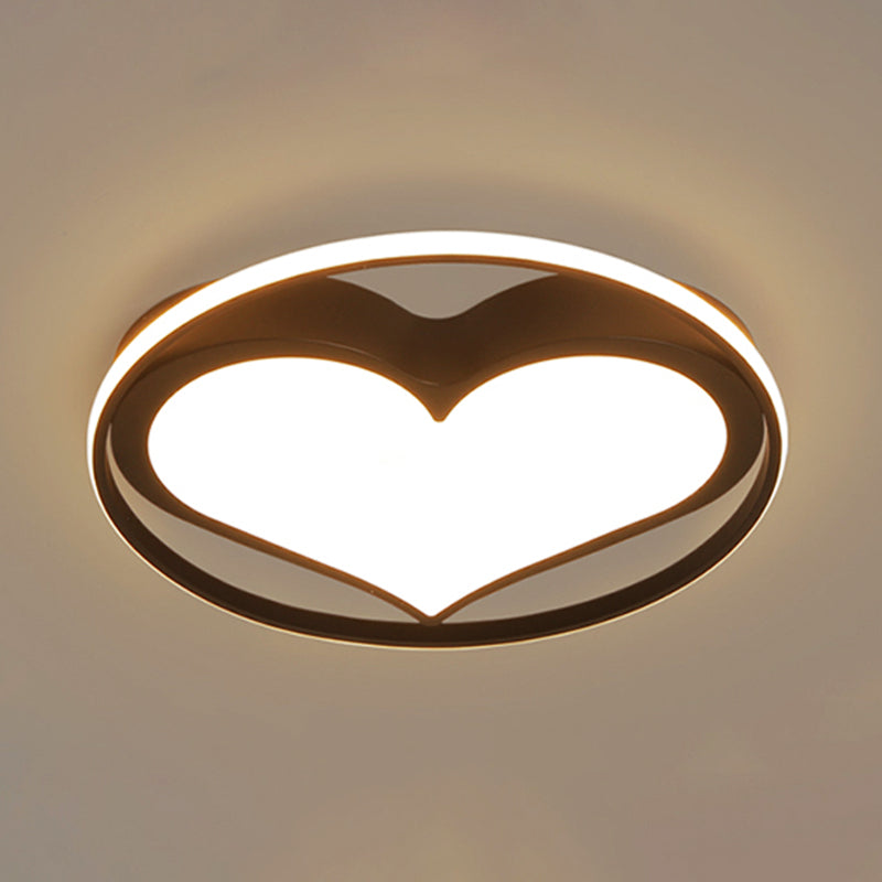 Modern Circular Ceiling Lamp with Loving Heart Acrylic Metal Flush Ceiling Light for Living Room Clearhalo 'Ceiling Lights' 'Close To Ceiling Lights' 'Close to ceiling' 'Flush mount' Lighting' 175141