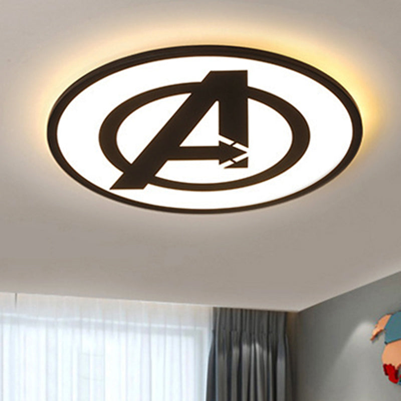 Letter Shaped Ceiling Light Modern Style Acrylic Flushmount Light in Black for Study Room Clearhalo 'Ceiling Lights' 'Close To Ceiling Lights' 'Close to ceiling' 'Flush mount' Lighting' 175143