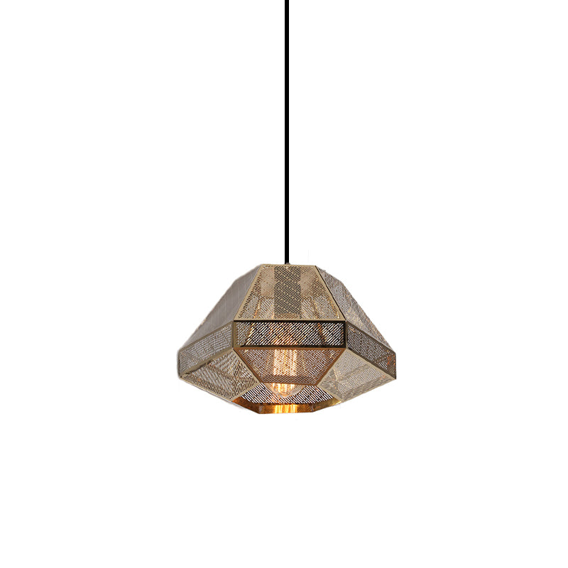 8"/9"/10" Wide Metal Diamond Pendant Ceiling Light Post-Modern 1 Light Gold Hanging Ceiling Light with Linear/Stout Shade Clearhalo 'Ceiling Lights' 'Modern Pendants' 'Modern' 'Pendant Lights' 'Pendants' Lighting' 175172