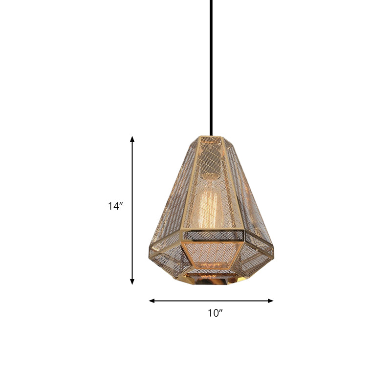 8"/9"/10" Wide Metal Diamond Pendant Ceiling Light Post-Modern 1 Light Gold Hanging Ceiling Light with Linear/Stout Shade Clearhalo 'Ceiling Lights' 'Modern Pendants' 'Modern' 'Pendant Lights' 'Pendants' Lighting' 175179