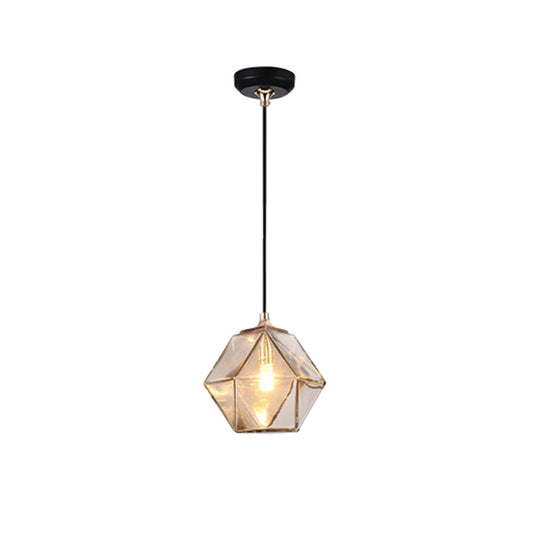 Geometric Pendant Lighting Modern Glass 1 Light Grey/Amber Hanging Pendant Light Clearhalo 'Ceiling Lights' 'Glass shade' 'Glass' 'Modern Pendants' 'Modern' 'Pendant Lights' 'Pendants' Lighting' 175200