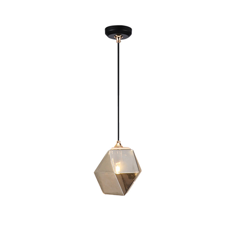 Geometric Pendant Lighting Modern Glass 1 Light Grey/Amber Hanging Pendant Light Clearhalo 'Ceiling Lights' 'Glass shade' 'Glass' 'Modern Pendants' 'Modern' 'Pendant Lights' 'Pendants' Lighting' 175203