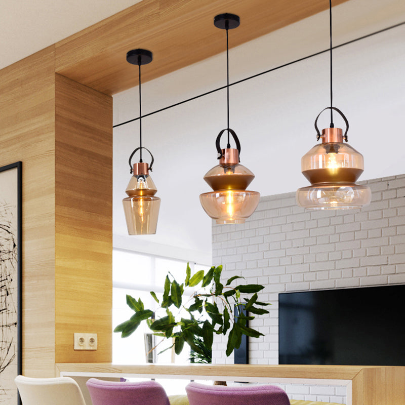 Gourd/Cone Glass Pendant Lighting Modernist 1 Light Brown Hanging Ceiling Fixture for Dining Room Clearhalo 'Ceiling Lights' 'Glass shade' 'Glass' 'Modern Pendants' 'Modern' 'Pendant Lights' 'Pendants' Lighting' 175204