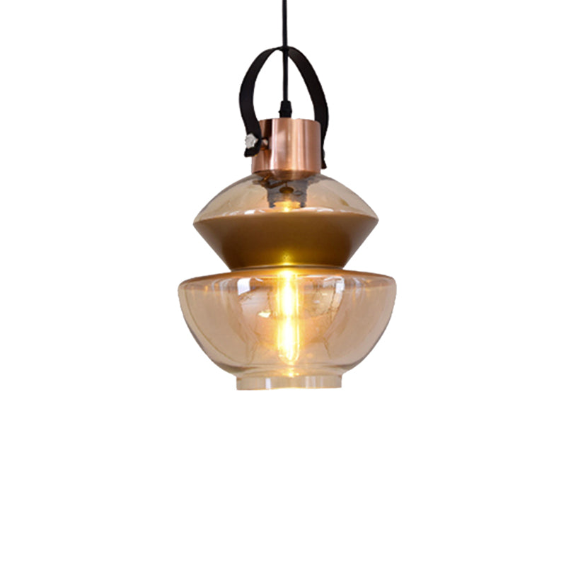 Gourd/Cone Glass Pendant Lighting Modernist 1 Light Brown Hanging Ceiling Fixture for Dining Room Clearhalo 'Ceiling Lights' 'Glass shade' 'Glass' 'Modern Pendants' 'Modern' 'Pendant Lights' 'Pendants' Lighting' 175206