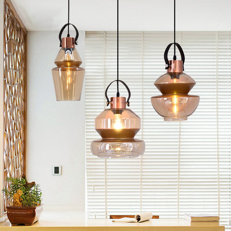 Gourd/Cone Glass Pendant Lighting Modernist 1 Light Brown Hanging Ceiling Fixture for Dining Room Clearhalo 'Ceiling Lights' 'Glass shade' 'Glass' 'Modern Pendants' 'Modern' 'Pendant Lights' 'Pendants' Lighting' 175208