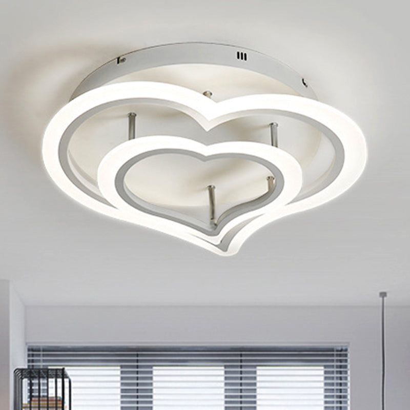 Romantic Loving Heart Ceiling Light Acrylic White Finish Flush Light for Child Bedroom Clearhalo 'Ceiling Lights' 'Close To Ceiling Lights' 'Close to ceiling' 'Flush mount' Lighting' 175273