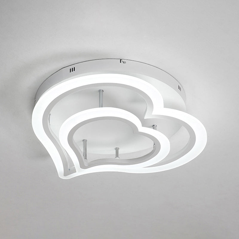 Romantic Loving Heart Ceiling Light Acrylic White Finish Flush Light for Child Bedroom White White Clearhalo 'Ceiling Lights' 'Close To Ceiling Lights' 'Close to ceiling' 'Flush mount' Lighting' 175277