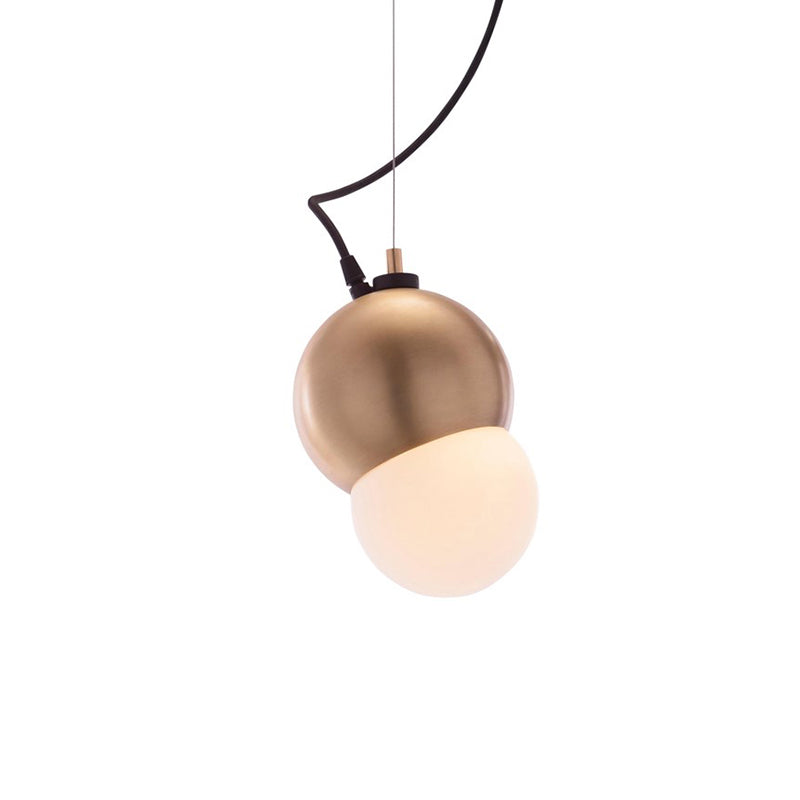 Metal Domed Hanging Lighting Modernist Style 1 Bulb Golden Pendant Light Fixture with White Glass Shade Clearhalo 'Ceiling Lights' 'Glass shade' 'Glass' 'Modern Pendants' 'Modern' 'Pendant Lights' 'Pendants' Lighting' 175291