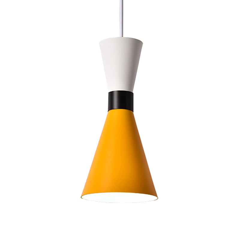 Hourglass Ceiling Pendant Light Contemporary Nordic Style Metal 1 Bulb Grey/Red/Yellow Hanging Lamp for Living Room Clearhalo 'Ceiling Lights' 'Modern Pendants' 'Modern' 'Pendant Lights' 'Pendants' Lighting' 175316