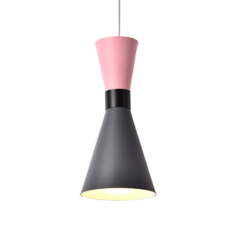 Hourglass Ceiling Pendant Light Contemporary Nordic Style Metal 1 Bulb Grey/Red/Yellow Hanging Lamp for Living Room Clearhalo 'Ceiling Lights' 'Modern Pendants' 'Modern' 'Pendant Lights' 'Pendants' Lighting' 175318