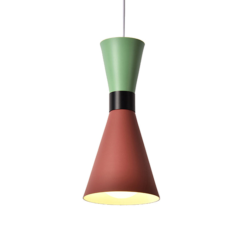 Hourglass Ceiling Pendant Light Contemporary Nordic Style Metal 1 Bulb Grey/Red/Yellow Hanging Lamp for Living Room Clearhalo 'Ceiling Lights' 'Modern Pendants' 'Modern' 'Pendant Lights' 'Pendants' Lighting' 175320