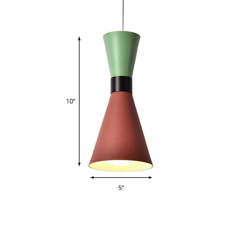 Hourglass Ceiling Pendant Light Contemporary Nordic Style Metal 1 Bulb Grey/Red/Yellow Hanging Lamp for Living Room Clearhalo 'Ceiling Lights' 'Modern Pendants' 'Modern' 'Pendant Lights' 'Pendants' Lighting' 175321