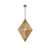 10"/14"W Diamond Ceiling Lighting Post-Modern Metal 1 Light Gold/Rose Gold Hanging Ceiling Light with Wire Mesh Cage Clearhalo 'Ceiling Lights' 'Modern Pendants' 'Modern' 'Pendant Lights' 'Pendants' Lighting' 175326