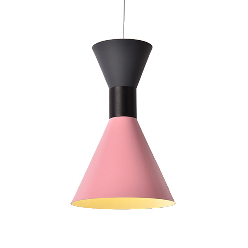 Nordic Style 1 Light Pendant Lighting with Metal Shade White/Pink/Green Hourglass Suspension Light Clearhalo 'Ceiling Lights' 'Modern Pendants' 'Modern' 'Pendant Lights' 'Pendants' Lighting' 175343