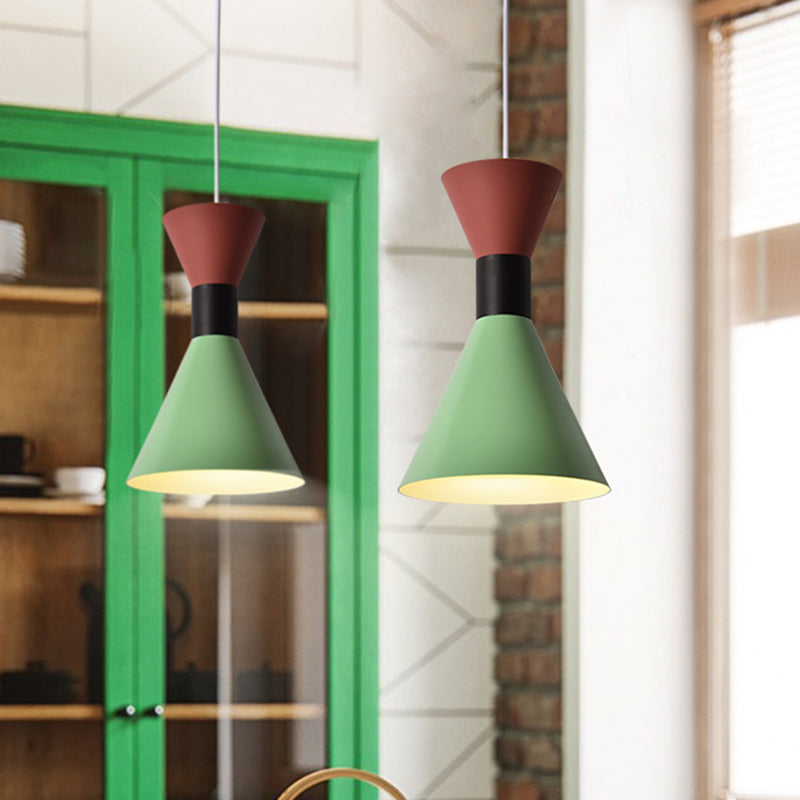 Nordic Style 1 Light Pendant Lighting with Metal Shade White/Pink/Green Hourglass Suspension Light Green Clearhalo 'Ceiling Lights' 'Modern Pendants' 'Modern' 'Pendant Lights' 'Pendants' Lighting' 175344