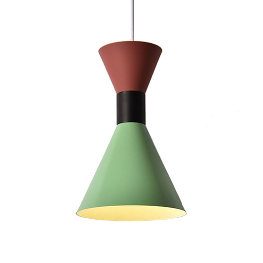 Nordic Style 1 Light Pendant Lighting with Metal Shade White/Pink/Green Hourglass Suspension Light Clearhalo 'Ceiling Lights' 'Modern Pendants' 'Modern' 'Pendant Lights' 'Pendants' Lighting' 175345