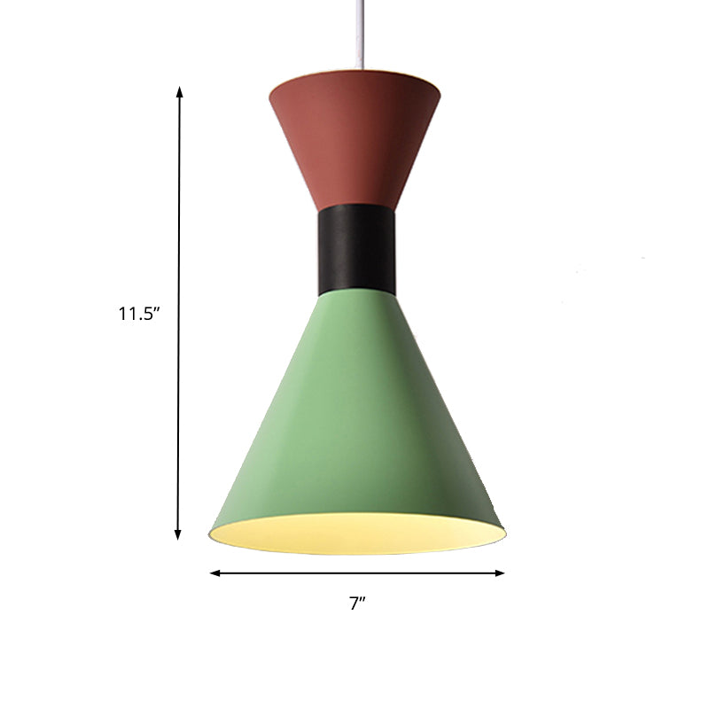 Nordic Style 1 Light Pendant Lighting with Metal Shade White/Pink/Green Hourglass Suspension Light Clearhalo 'Ceiling Lights' 'Modern Pendants' 'Modern' 'Pendant Lights' 'Pendants' Lighting' 175346