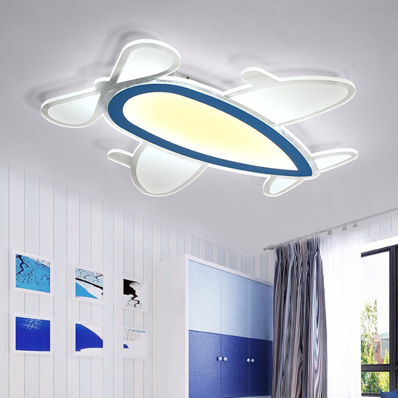 Propeller Airplane Flush Mount Light Cartoon Acrylic Ceiling Lamp in Blue for Boys Bedroom Blue Clearhalo 'Ceiling Lights' 'Close To Ceiling Lights' 'Close to ceiling' 'Flush mount' Lighting' 175416