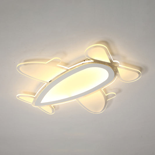 Acrylic Propeller Plane Ceiling Light Acrylic Cartoon Flush Mount Light in White Finish White Warm Clearhalo 'Ceiling Lights' 'Close To Ceiling Lights' 'Close to ceiling' 'Flush mount' Lighting' 175428