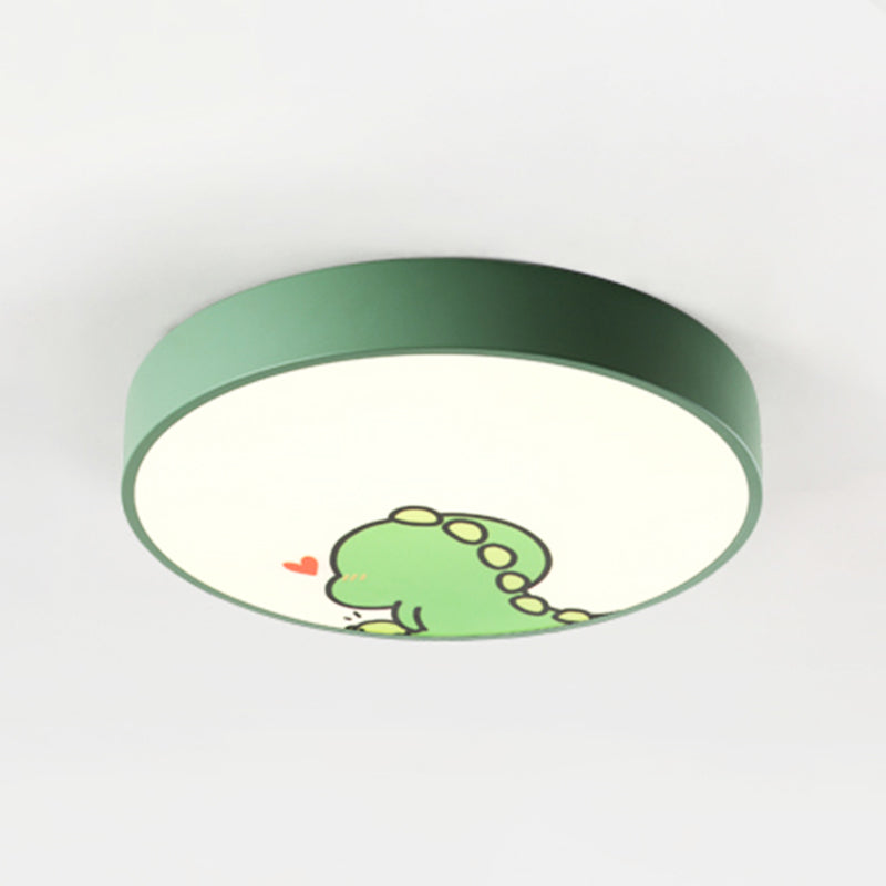 Kid Bedroom Round Flush Mount Light with Dinosaur Acrylic Cartoon Green Ceiling Light Clearhalo 'Ceiling Lights' 'Close To Ceiling Lights' 'Close to ceiling' 'Flush mount' Lighting' 175453