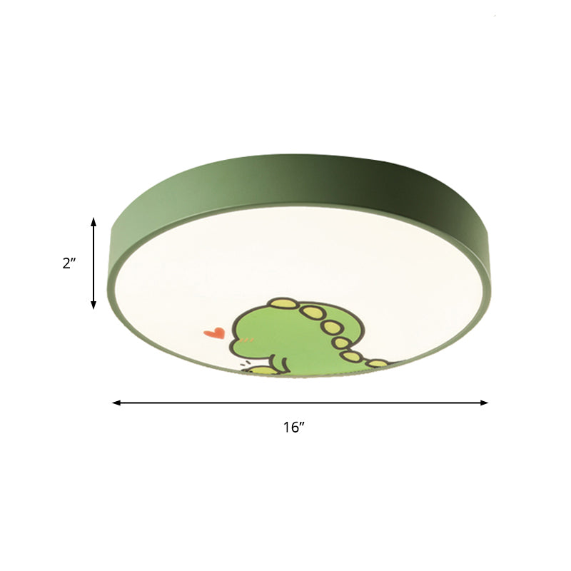 Kid Bedroom Round Flush Mount Light with Dinosaur Acrylic Cartoon Green Ceiling Light Clearhalo 'Ceiling Lights' 'Close To Ceiling Lights' 'Close to ceiling' 'Flush mount' Lighting' 175455