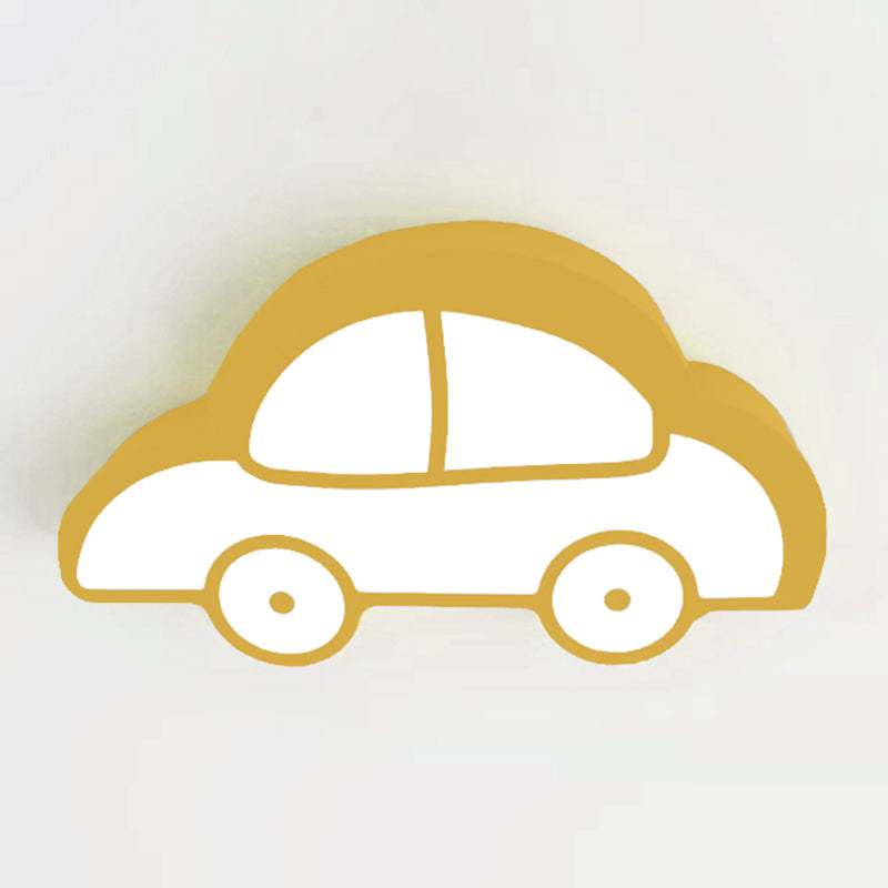 Acrylic Car Flush Ceiling Light Child Bedroom Nordic Style Macaron Colored Ceiling Lamp Yellow Clearhalo 'Ceiling Lights' 'Close To Ceiling Lights' 'Close to ceiling' 'Flush mount' Lighting' 175502