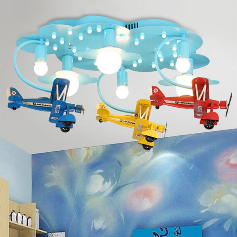 Modern Vivid Glider Ceiling Light 6 Lights Metal Semi Flush Mount Light for Baby Bedroom Clearhalo 'Ceiling Lights' 'Close To Ceiling Lights' 'Close to ceiling' 'Flush mount' Lighting' 175507