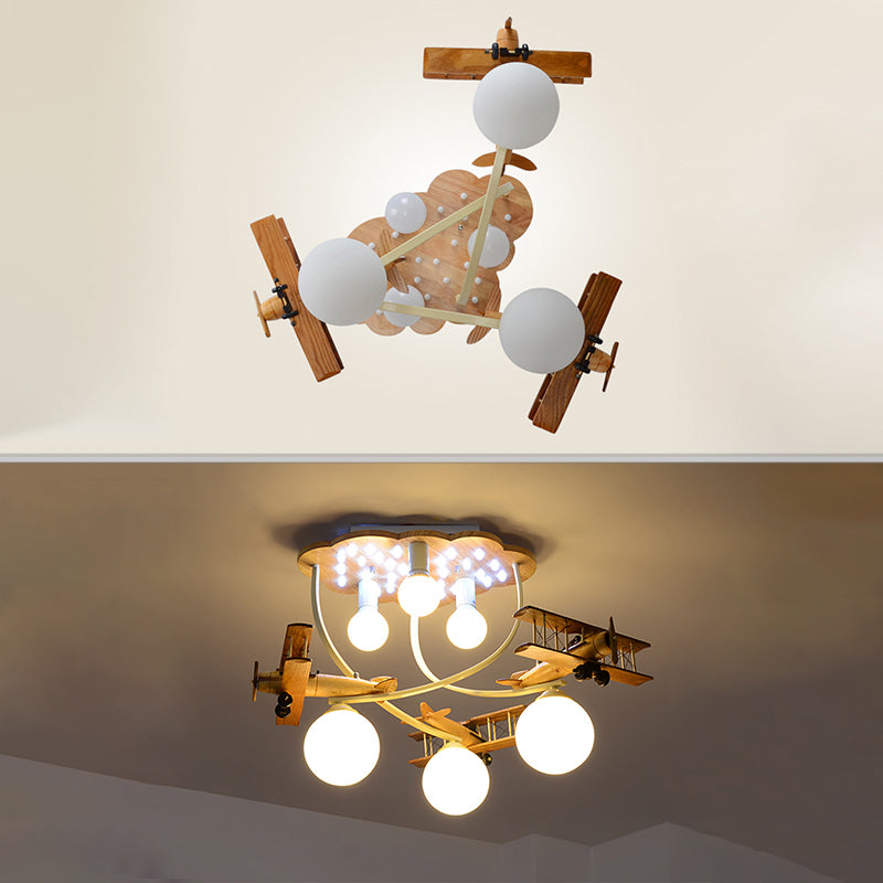 Modern Vivid Glider Ceiling Light 6 Lights Metal Semi Flush Mount Light for Baby Bedroom Clearhalo 'Ceiling Lights' 'Close To Ceiling Lights' 'Close to ceiling' 'Flush mount' Lighting' 175517