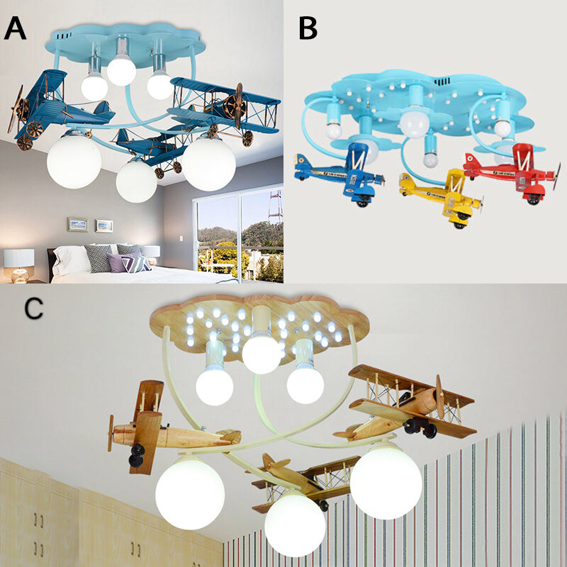 Modern Vivid Glider Ceiling Light 6 Lights Metal Semi Flush Mount Light for Baby Bedroom Clearhalo 'Ceiling Lights' 'Close To Ceiling Lights' 'Close to ceiling' 'Flush mount' Lighting' 175518