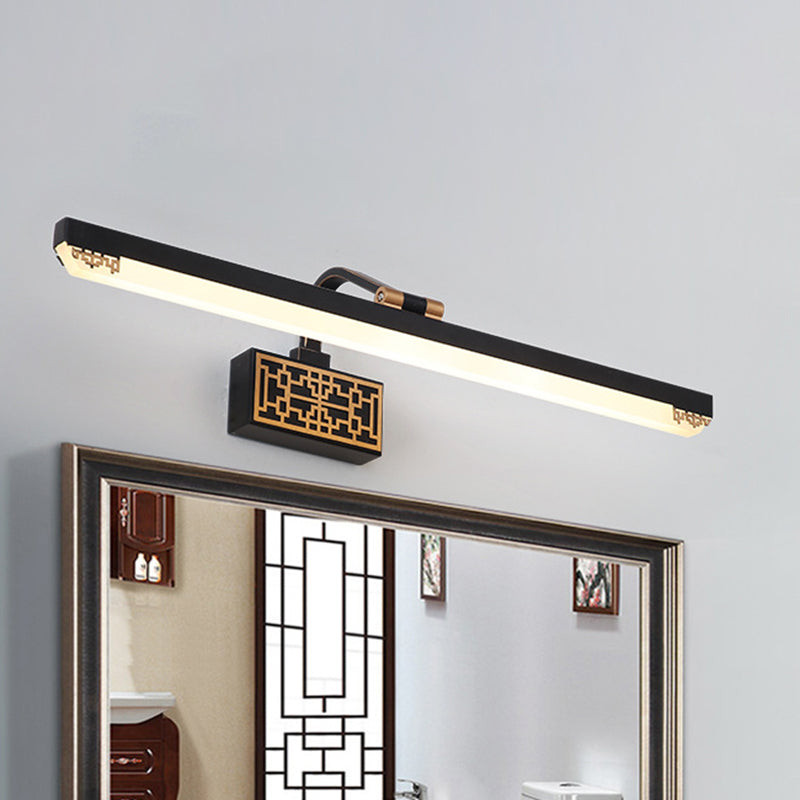 Black LED Vanity Light Fixture Traditional Metal Linear Make-Up Lighting in White/Warm/Natural Light, 16"/22"/28" L Black Clearhalo 'Vanity Lights' 'Wall Lights' Lighting' 1755711