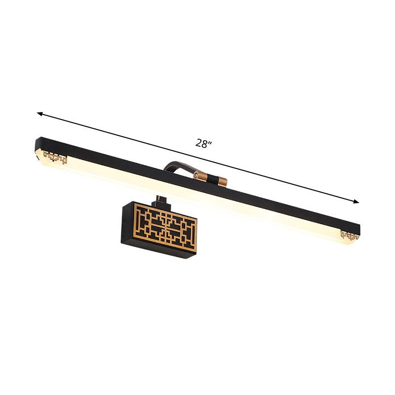 Black LED Vanity Light Fixture Traditional Metal Linear Make-Up Lighting in White/Warm/Natural Light, 16"/22"/28" L Clearhalo 'Vanity Lights' 'Wall Lights' Lighting' 1755717