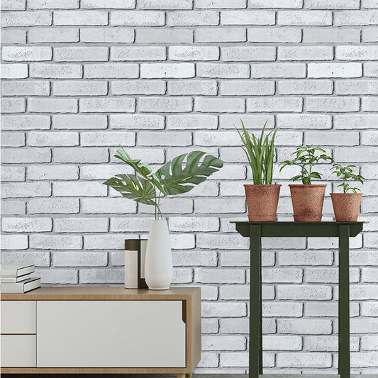 Stretcher Bond Brickwork Wallpaper Grey Farmhouse Wall Decor for Room, Self-Adhesive Grey Clearhalo 'Country wall decor' 'Rustic' 'Wallpaper' Wall Decor' 1756837