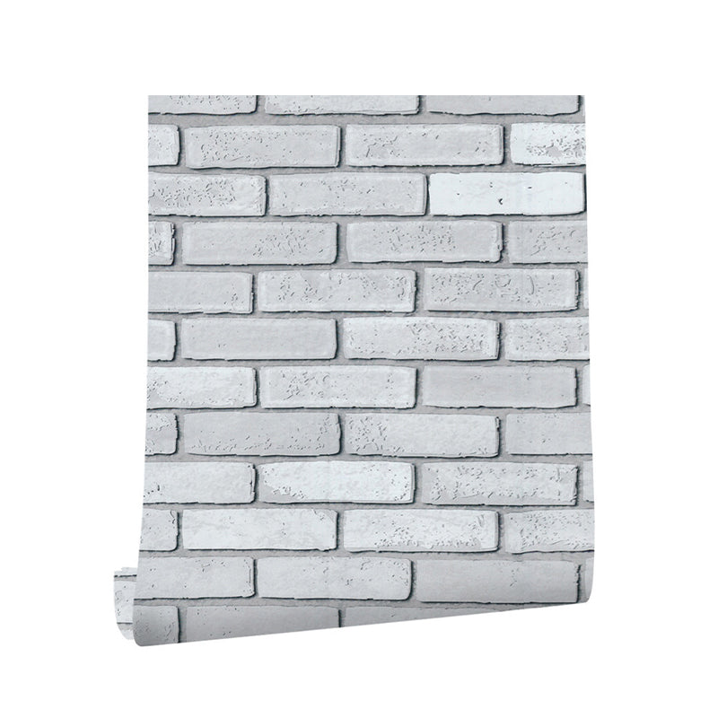 Stretcher Bond Brickwork Wallpaper Grey Farmhouse Wall Decor for Room, Self-Adhesive Clearhalo 'Country wall decor' 'Rustic' 'Wallpaper' Wall Decor' 1756839