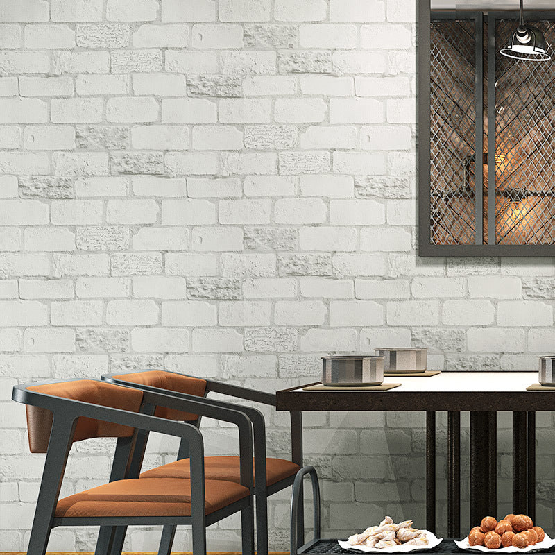 Moisture Resistant Brick Look Wallpaper 33' L x 20.5" W Rustic Wall Covering for Restaurant Pewter Clearhalo 'Country wall decor' 'Rustic' 'Wallpaper' Wall Decor' 1756927